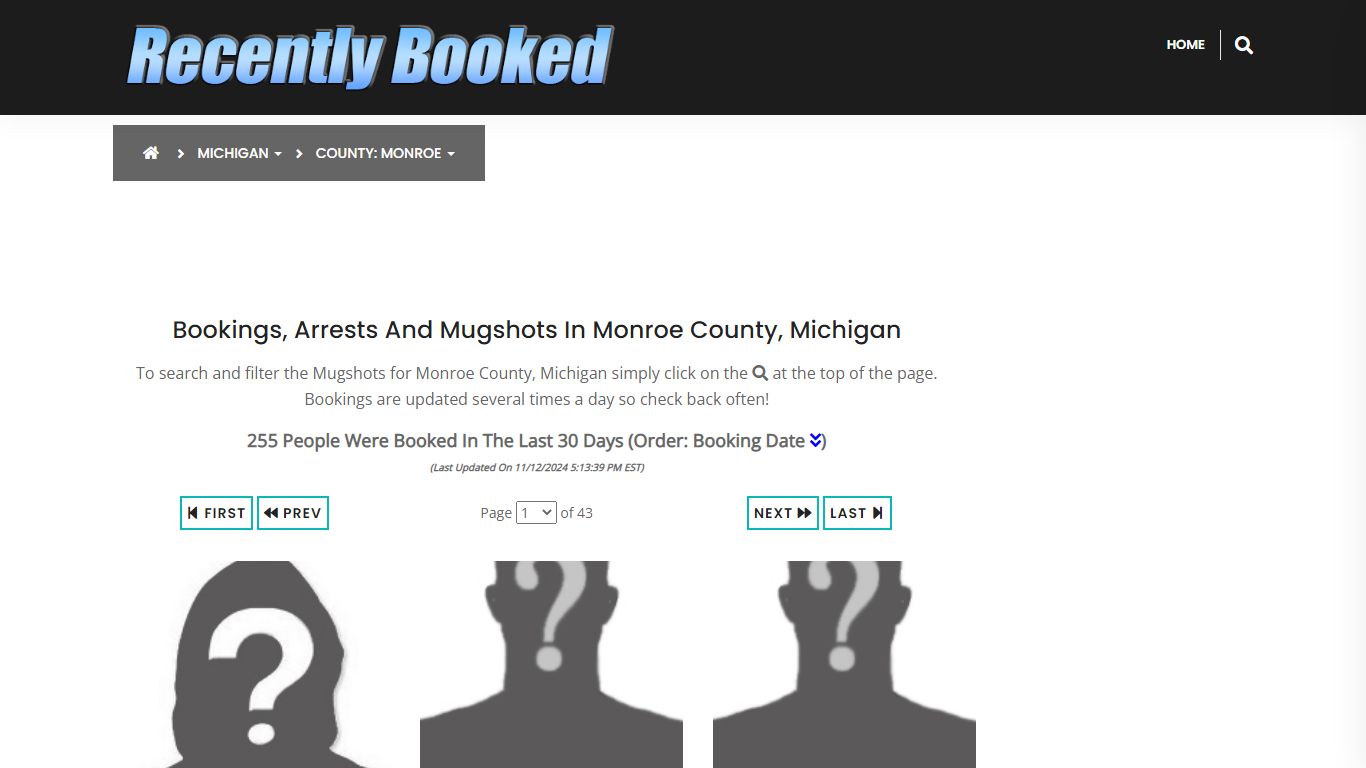 Bookings, Arrests and Mugshots in Monroe County, Michigan - Recently Booked