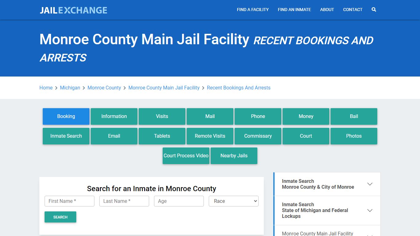 Monroe County Main Jail Facility Recent Bookings And Arrests