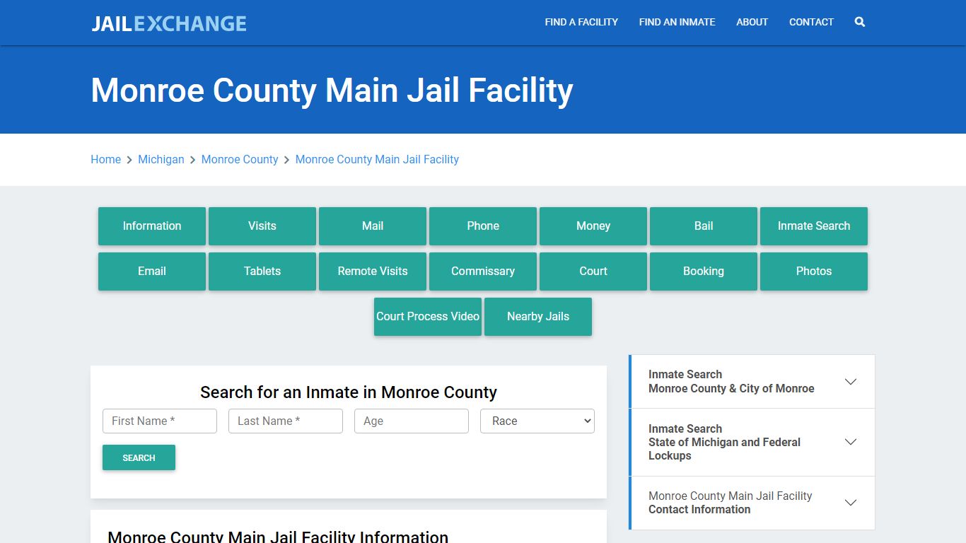 Monroe County Main Jail Facility Roster Lookup, MI, Inmate Search